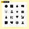 Mobile Interface Solid Glyph Set of 16 Pictograms of pencil, spam, clock, sms, mail