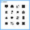 Mobile Interface Solid Glyph Set of 16 Pictograms of room, house, cactus, home, grow