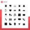 Mobile Interface Solid Glyph Set of 25 Pictograms of artificial, vehicles, jewel, transportation, subway