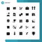 Mobile Interface Solid Glyph Set of 25 Pictograms of bathroom, technology, women, digital, camera