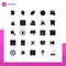 Mobile Interface Solid Glyph Set of 25 Pictograms of calender, exit, ball, delete, cancel