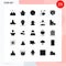 Mobile Interface Solid Glyph Set of 25 Pictograms of combine, error, user, security, green tea