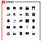 Mobile Interface Solid Glyph Set of 25 Pictograms of furniture, location, office, gps, process