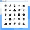 Mobile Interface Solid Glyph Set of 25 Pictograms of prediction, forecast, birthday, finance, thermometer