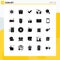 Mobile Interface Solid Glyph Set of 25 Pictograms of research, parking, fathers day, transport, good