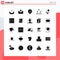 Mobile Interface Solid Glyph Set of 25 Pictograms of spring, flower, real, floral, topology