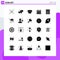 Mobile Interface Solid Glyph Set of 25 Pictograms of website progress, web performance, telephone, best website, device