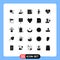 Mobile Interface Solid Glyph Set of 25 Pictograms of world, earth, loud hailer, skipping, jumping
