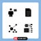 Mobile Interface Solid Glyph Set of 4 Pictograms of avatar, money, credit, dollar, biochemistry