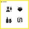 Mobile Interface Solid Glyph Set of 4 Pictograms of avatar, nest, professional, celebration, beer