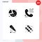 Mobile Interface Solid Glyph Set of 4 Pictograms of chart, mic, graph, elearning, love