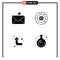 Mobile Interface Solid Glyph Set of 4 Pictograms of communication, graph, envelope, business, reload