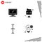 Mobile Interface Solid Glyph Set of 4 Pictograms of computer, input, imac, file, idea