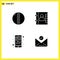 Mobile Interface Solid Glyph Set of 4 Pictograms of cricket ball, maps, solid ball, contacts, check mark