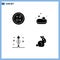 Mobile Interface Solid Glyph Set of 4 Pictograms of cross, fish, round, shopping, seafood