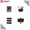 Mobile Interface Solid Glyph Set of 4 Pictograms of document, device, taxes, medicine, on off