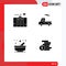 Mobile Interface Solid Glyph Set of 4 Pictograms of electricity, kitchen, generator, transport, pestle
