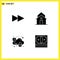 Mobile Interface Solid Glyph Set of 4 Pictograms of forward, security, church, tower, cash