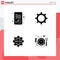 Mobile Interface Solid Glyph Set of 4 Pictograms of growth, food, strategic, gear, fast delivery