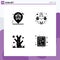 Mobile Interface Solid Glyph Set of 4 Pictograms of location, tree, real estate, lovely day, heart