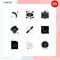 Mobile Interface Solid Glyph Set of 9 Pictograms of connect, device, launch, printer, data