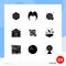 Mobile Interface Solid Glyph Set of 9 Pictograms of crop, party, men, celebration, verified