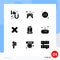Mobile Interface Solid Glyph Set of 9 Pictograms of crypto, lisk, arrows, cross, cancel