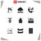 Mobile Interface Solid Glyph Set of 9 Pictograms of fight, finance, cloud, currency, emergency