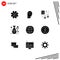 Mobile Interface Solid Glyph Set of 9 Pictograms of medicine, healthcare, thinking, alternative, calculator