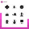 Mobile Interface Solid Glyph Set of 9 Pictograms of nature, hill, study, mountain, music