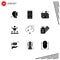 Mobile Interface Solid Glyph Set of 9 Pictograms of team, mentor, sent, growth, payment