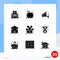 Mobile Interface Solid Glyph Set of 9 Pictograms of team, refund, camera, savings, deposit