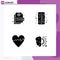 Mobile Interface Solid Glyph Set of Pictograms of action, heart, page, calculation, brain