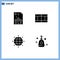 Mobile Interface Solid Glyph Set of Pictograms of arrow, globe, graph, sport, cleaning