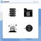 Mobile Interface Solid Glyph Set of Pictograms of cloud, learning, atom, space, bitcoin