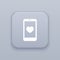 Mobile like, love, gray vector button with white icon