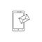 Mobile mail line icon, sms sign, message