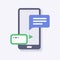 Mobile messaging text apps icon with modern isometric style