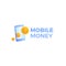 Mobile money payment logo. A phone with dollar gold coins.