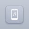 Mobile music, gray vector button with white icon