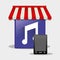 mobile music online shop smartphone button