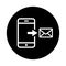 Mobile, outgoing, send icon. Black vector sketch