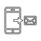 Mobile, outgoing, send outline icon. Line art sketch