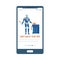 Mobile page with home robot helping people with chores flat vector illustration.