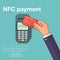 Mobile payments with smartphone. Near field communication payment terminal concept