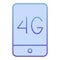 Mobile phone with 4g flat icon. 4g smartphone blue icons in trendy flat style. Phone network concept gradient style