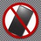 Mobile phone ban icon. It is forbidden to turn on the mobile phone. Call off zone