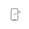 Mobile Phone call line icon with arrow up. linear style sign for mobile concept and web design. Smartphone outgoing call