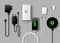 Mobile phone charger supply realistic vector set