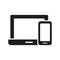 Mobile Phone and Computer Glyph Symbol. Smartphone and Laptop Silhouette Icon. Smart Devises Pictogram. Electronic